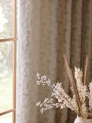 Natural Cosy Jacquard Lined Eyelet Curtains - Image 3 of 5
