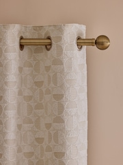 Natural Cosy Jacquard Lined Eyelet Curtains - Image 4 of 5