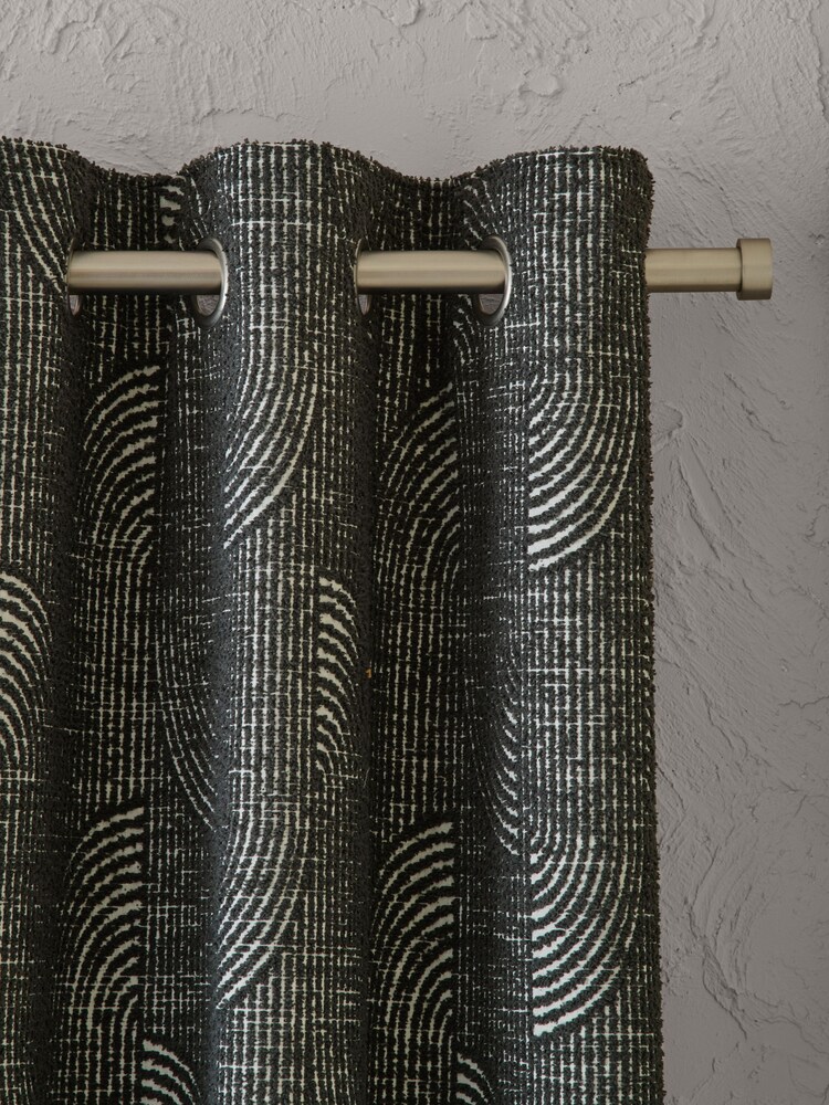 Charcoal Grey Tufted Jacquard Super Thermal Eyelet Curtains - Image 1 of 6 Charcoal Grey Tufted Jacquard Super Thermal Eyelet Curtains - Image 1 of 6