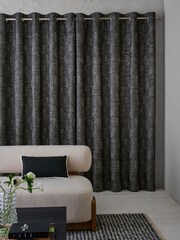 Charcoal Grey Tufted Jacquard Super Thermal Eyelet Curtains - Image 3 of 6