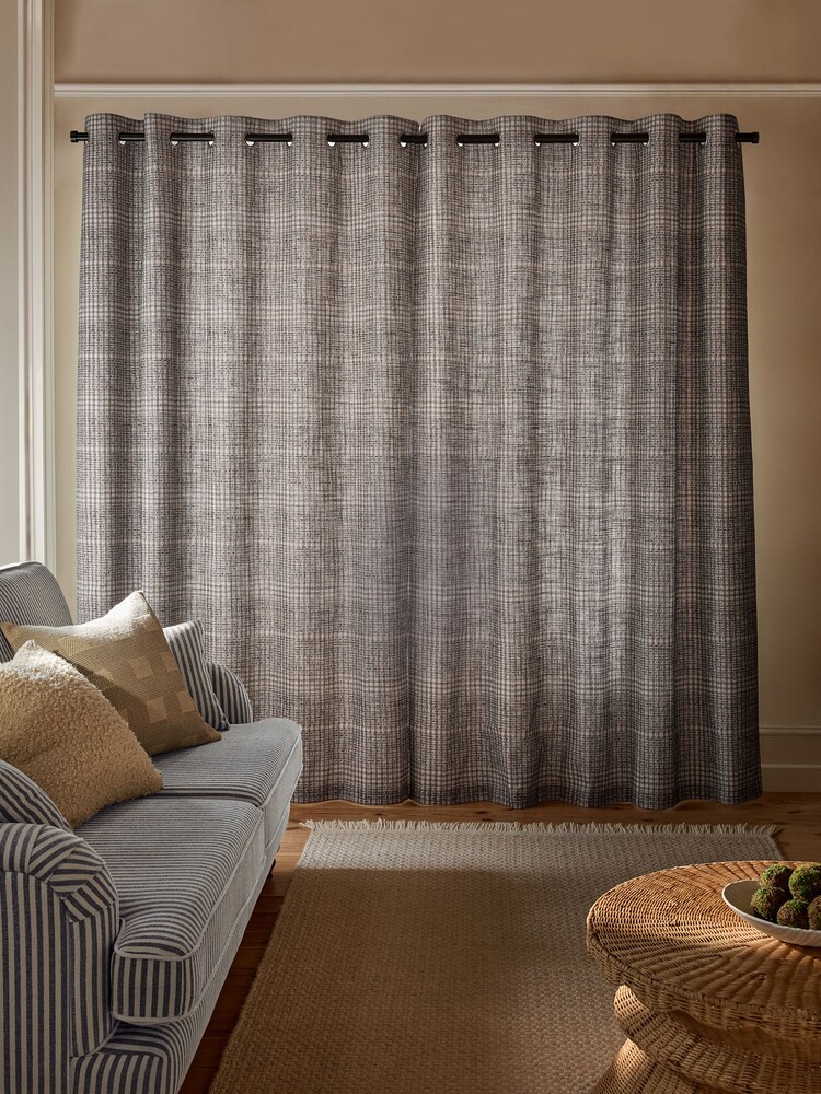 Simplicity Printed Check Eyelet Lined Curtains - Bild 10 von 10 Simplicity Printed Check Eyelet Lined Curtains - Bild 10 von 10