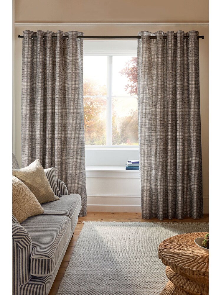 Simplicity Printed Check Eyelet Lined Curtains - Bild 2 von 10 Simplicity Printed Check Eyelet Lined Curtains - Bild 2 von 10