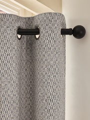 Blue/Natural Simplicity Jacquard Eyelet Lined Curtains - Image 1 of 5