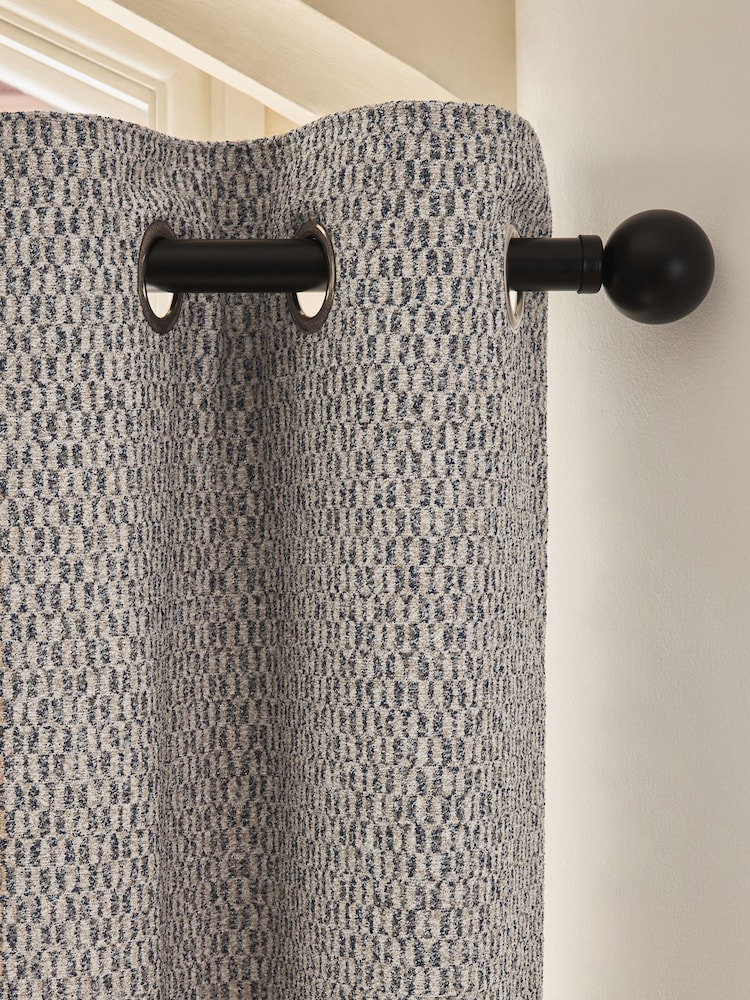 Blue/Natural Simplicity Jacquard Eyelet Lined Curtains - Image 1 of 5 Blue/Natural Simplicity Jacquard Eyelet Lined Curtains - Image 1 of 5