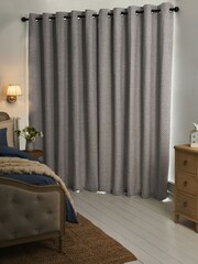 Blue/Natural Simplicity Jacquard Eyelet Lined Curtains - Image 10 of 10
