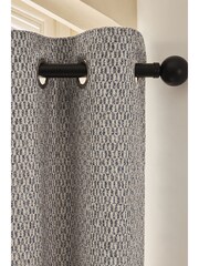 Blue/Natural Simplicity Jacquard Eyelet Lined Curtains - Image 4 of 10