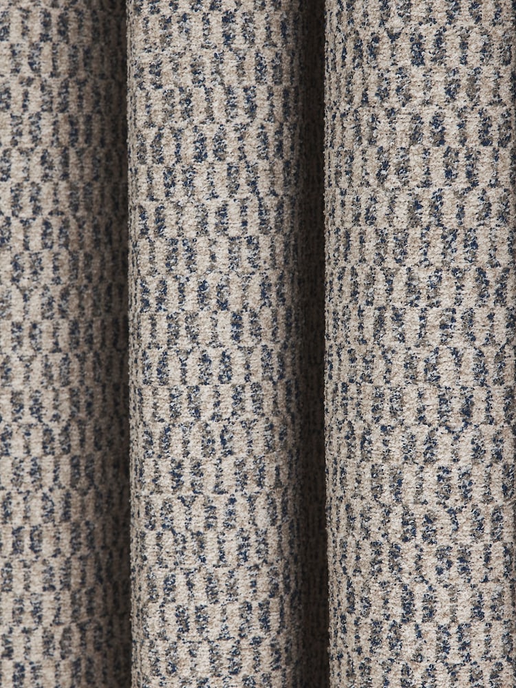 Blue/Natural Simplicity Jacquard Eyelet Lined Curtains - Image 5 of 5 Blue/Natural Simplicity Jacquard Eyelet Lined Curtains - Image 5 of 5