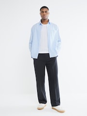 River Island Blue Long Sleeve Striped Oxford 100% Cotton Shirt - Image 2 of 6