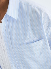 River Island Blue Long Sleeve Striped Oxford 100% Cotton Shirt - Image 4 of 6