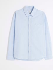 River Island Blue Long Sleeve Striped Oxford 100% Cotton Shirt - Image 5 of 6