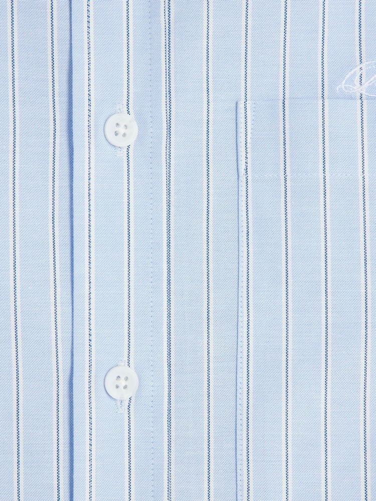 River Island Blue Long Sleeve Striped Oxford 100% Cotton Shirt - Image 6 of 6 River Island Blue Long Sleeve Striped Oxford 100% Cotton Shirt - Image 6 of 6