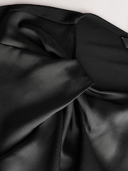 Black Satin Ruched Short Sleeve Top - Image 8 of 8