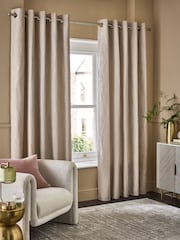 Champagne Gold Crinkle Faux Silk Lined Curtains - Image 1 of 5