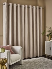 Champagne Gold Crinkle Faux Silk Lined Curtains - Image 2 of 5