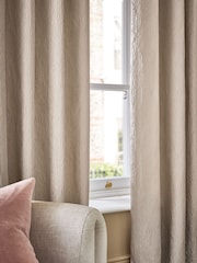 Champagne Gold Crinkle Faux Silk Lined Curtains - Image 3 of 5