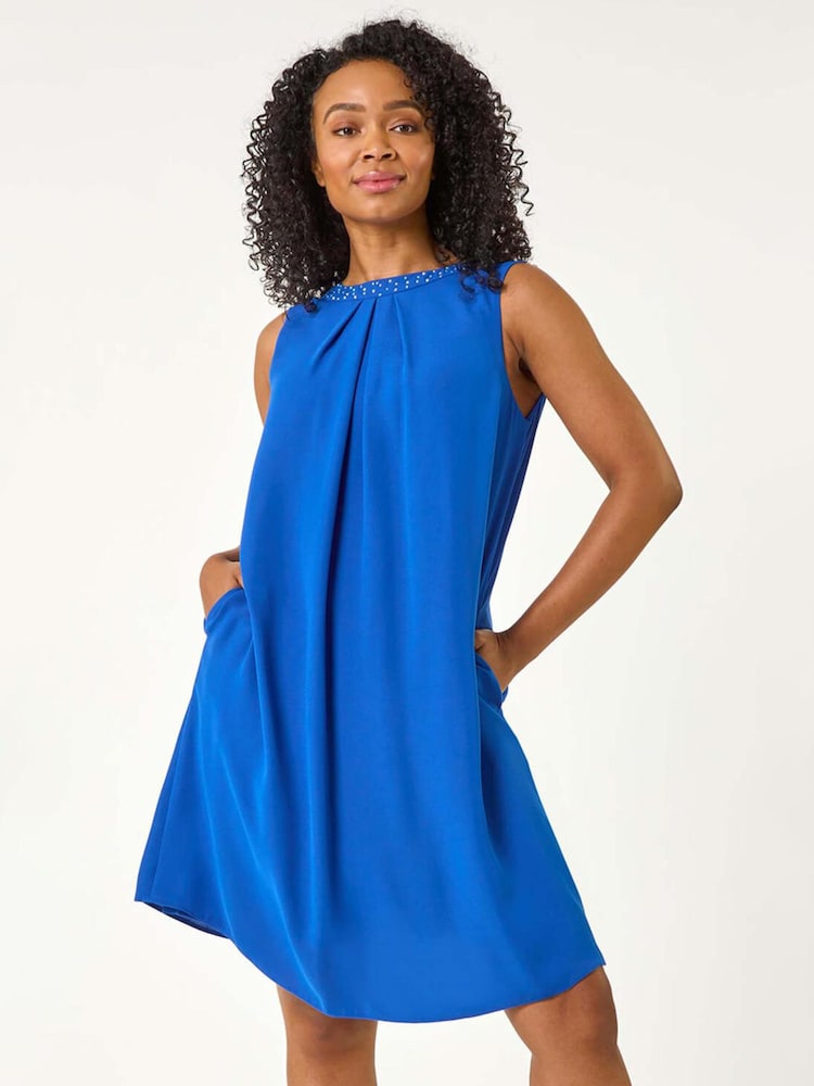 Roman Hotfix Trim Detail Gathered Dress - Imagen 1 de 5 Roman Hotfix Trim Detail Gathered Dress - Imagen 1 de 5