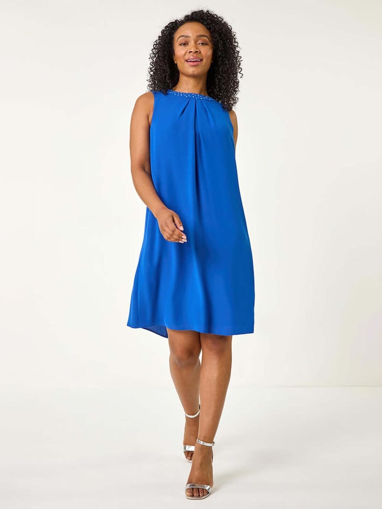 Roman Hotfix Trim Detail Gathered Dress - Imagen 2 de 5 Roman Hotfix Trim Detail Gathered Dress - Imagen 2 de 5