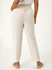 Roman Natural Petite Pleated Front Tapered Trousers - Image 3 of 5
