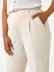 Roman Natural Petite Pleated Front Tapered Trousers - Image 5 of 5