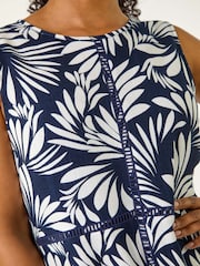 Roman Blue Petite Tropical Trim Midi Dress - Image 5 of 5