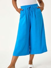 Roman Blue Petite Elasticated Waist Culottes - Image 4 of 5