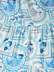 Roman Blue Petite Postcard Print Midi Dress - Image 5 of 5