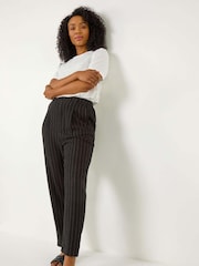 Roman Black Petite Stripe Tapered Trousers - Image 2 of 5