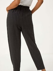 Roman Black Petite Stripe Tapered Trousers - Image 4 of 5
