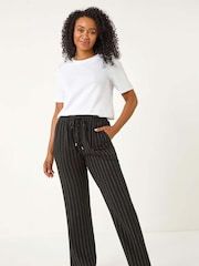 Roman Black Linen Blend Stripe Trousers - Image 3 of 5