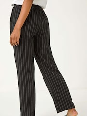 Roman Black Linen Blend Stripe Trousers - Image 4 of 5