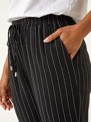 Roman Black Linen Blend Stripe Trousers - Image 5 of 5