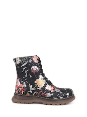 Pavers Black Lace Up Floral Boots - Image 1 of 5