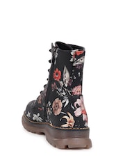 Pavers Black Lace Up Floral Boots - Image 3 of 5