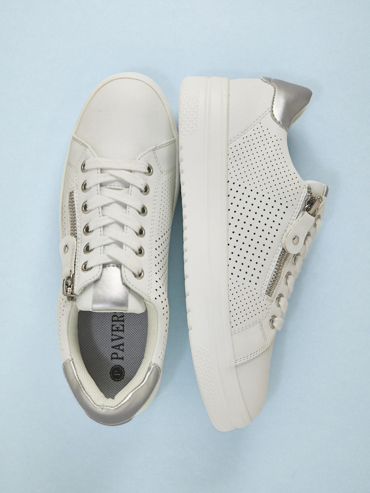 Pavers White Dual Fastening Trainers - Image 1 of 6