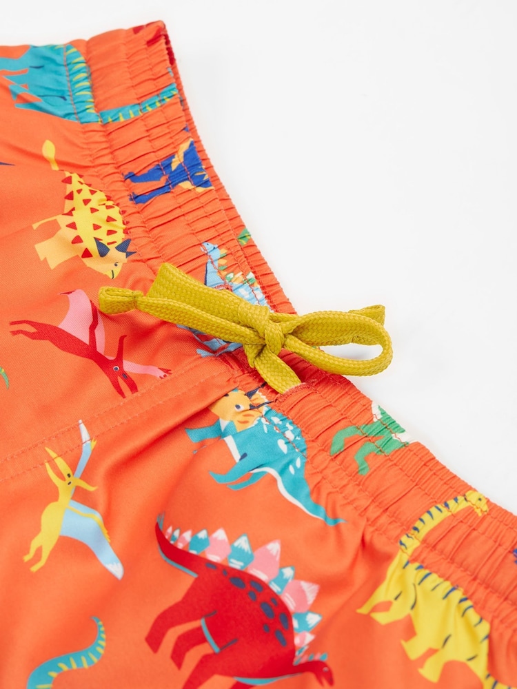 Frugi Orange Dinosaur Board Shorts - Moda baño - Imagen 2 de 4