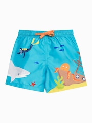 Frugi Blue Polkerris Board Swimwear Shorts - Image 1 of 4