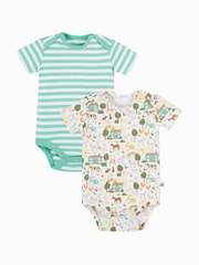 Blanco - Frugi Super Special Short Sleeve 100% Cotton Bodysuits 2 Pack - Imagen 1 de 4