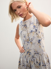 Серый с цветочным принтом - Drop Waist Mini Jersey Dress - Image 2 of 7