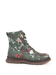 Pavers Green Lace Up Floral Boots - Image 1 of 5