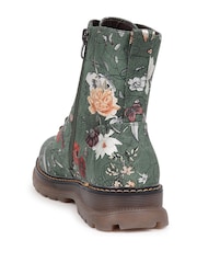 Pavers Green Lace Up Floral Boots - Image 3 of 5