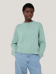 Jigsaw Green Chunky Textured 100% Cotton Jumper - Image 1 of 5