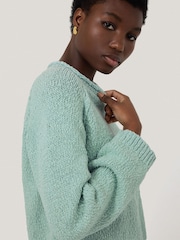 Jigsaw Green Chunky Textured 100% Cotton Jumper - Image 2 of 5