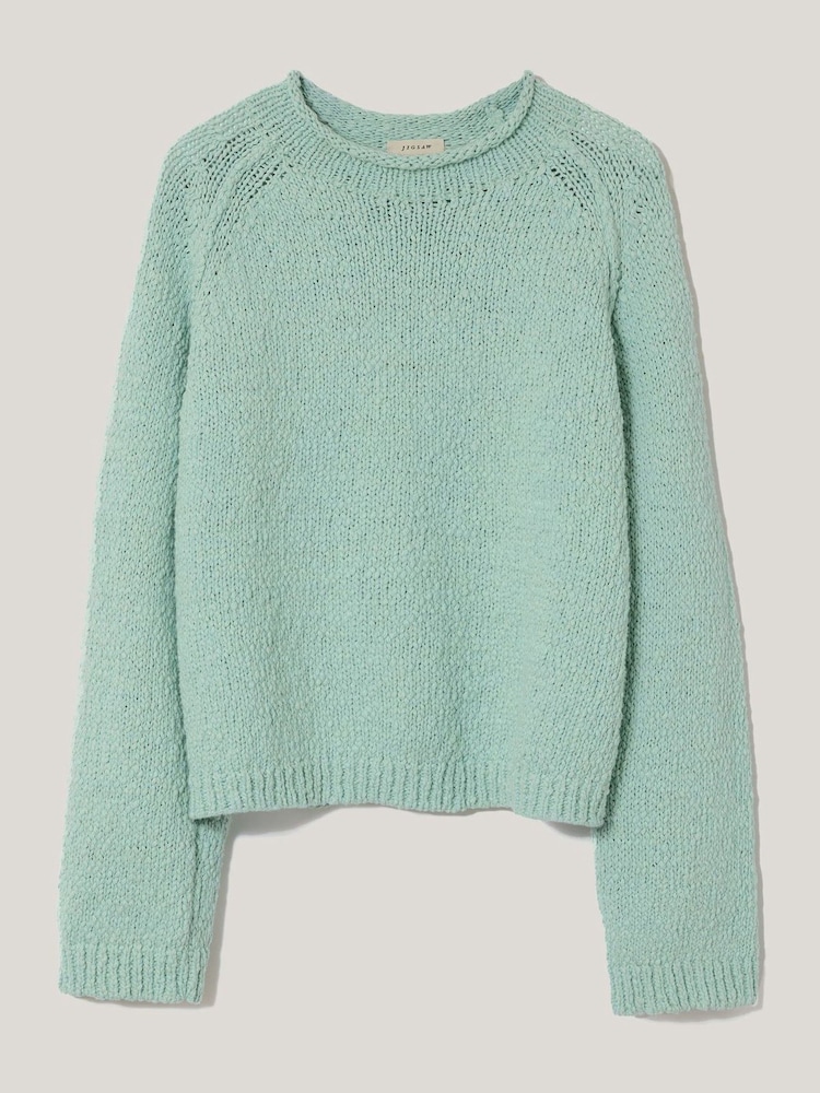 Jigsaw Green Chunky Textured 100% Cotton Jumper - Image 5 of 5