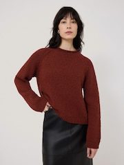 Jigsaw Red Chunky Textured 100% Cotton Jumper - Image 1 of 4