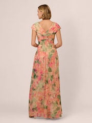 Adrianna Papell Pink Printed Front Twist Gown - Image 2 of 7
