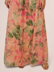 Adrianna Papell Pink Printed Front Twist Gown - Image 6 of 7