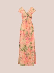 Adrianna Papell Pink Printed Front Twist Gown - Image 7 of 7