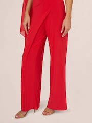 Adrianna Papell Red Asymmetrical Jersey Jumpsuit - Image 2 of 7
