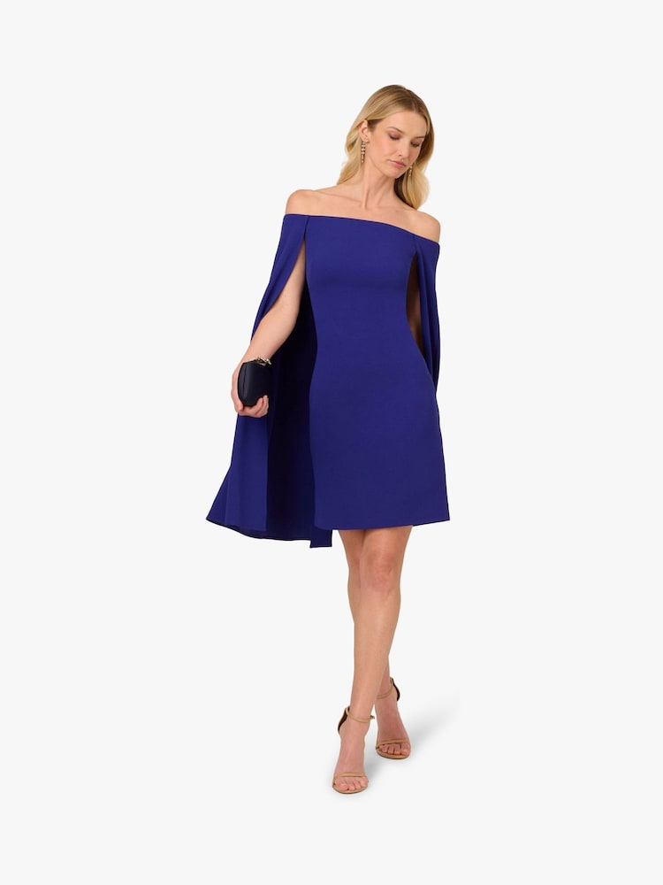 Adrianna Papell Off Shoulder Cape Dress - Image 2 of 8