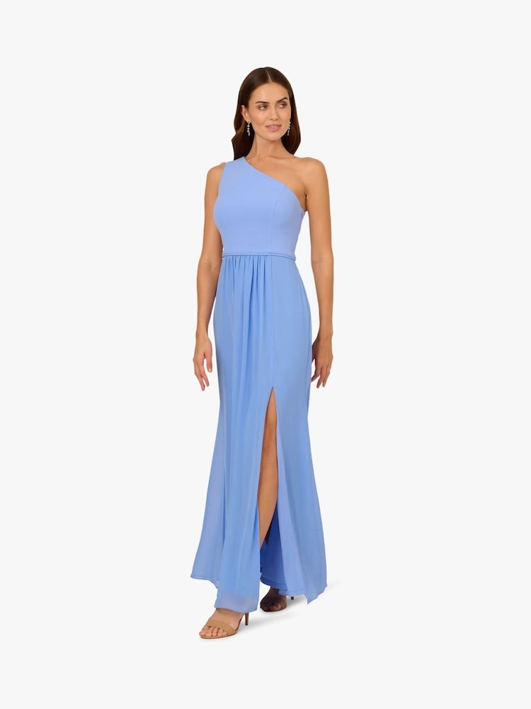 Adrianna Papell One Shoulder Chiffon Gown - Image 2 of 6 Adrianna Papell One Shoulder Chiffon Gown - Image 2 of 6